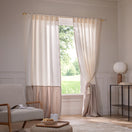 Tenda bicolore su misura in lino lavato beige naturale