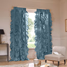 Tenda su misura in lino con volani blu Francia - Drops