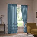 Tenda su misura in lino con volani blu Francia – Waterfall