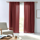 Tenda in lino stroppiciato rosso mattone