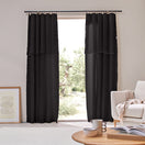 Tenda in lino nero inchiostro con orli a bourdon