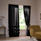 Tenda in lino con volani nero inchiostro – Waterfall