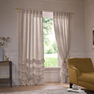 Tenda su misura in lino con volani beige naturale – Waterfall