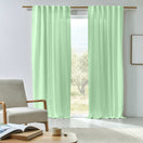 Tenda su misura in lino lavato verde menta con fodera in cotone