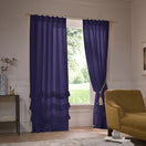 Tenda su misura in lino con volani blu notte – Waterfall
