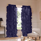 Tenda in lino con volani blu notte - Drops