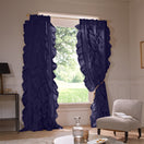 Tenda su misura in lino con volani blu notte - Drops
