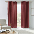 Tenda su misura in lino lavato rosso mattone con fodera in cotone