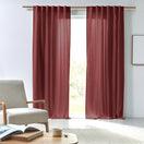 Tenda su misura in lino lavato stroppiciato rosso mattone