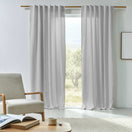Tenda su misura in lino lavato grigio minerale con fodera in cotone