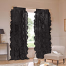 Tenda su misura in lino con volani nero inchiostro - Drops