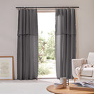 Tenda in lino grigio piombo con orli a bourdon