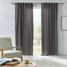 Tenda su misura in lino lavato grigio piombo con fodera in cotone