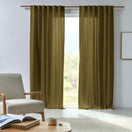 Tenda in lino stroppiciato verde oliva