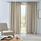 Tenda su misura in lino lavato beige naturale con fodera in cotone