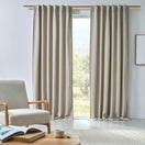 Tenda in lino lavato su misura con fodera oscurante beige naturale
