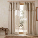 Tende leggere su misura in lino lavato beige naturale con orli a bourdon